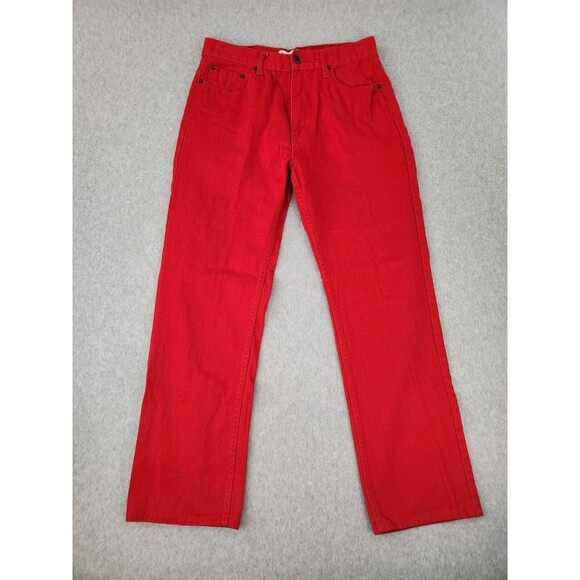 Beyond The Limit Red Denim Jeans Pants Mens 32x29 Bright Colored‎ Straight Leg - Picture 2 of 12